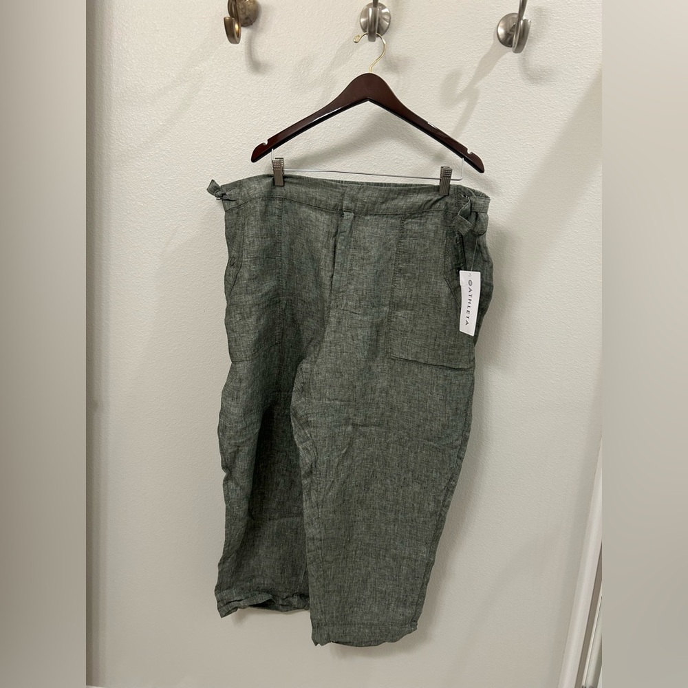 Athleta Voyager Women's Olive Linen Capris Pants